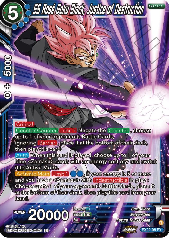 SS Rose Goku Black, Justice of Destruction EX22-08 card from Expansion Deck Box Set 22: Ultimate Deck 2023