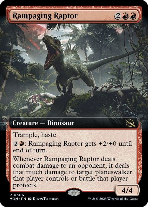 Rampaging Raptor (Extended Art) 366 card from March of the Machine