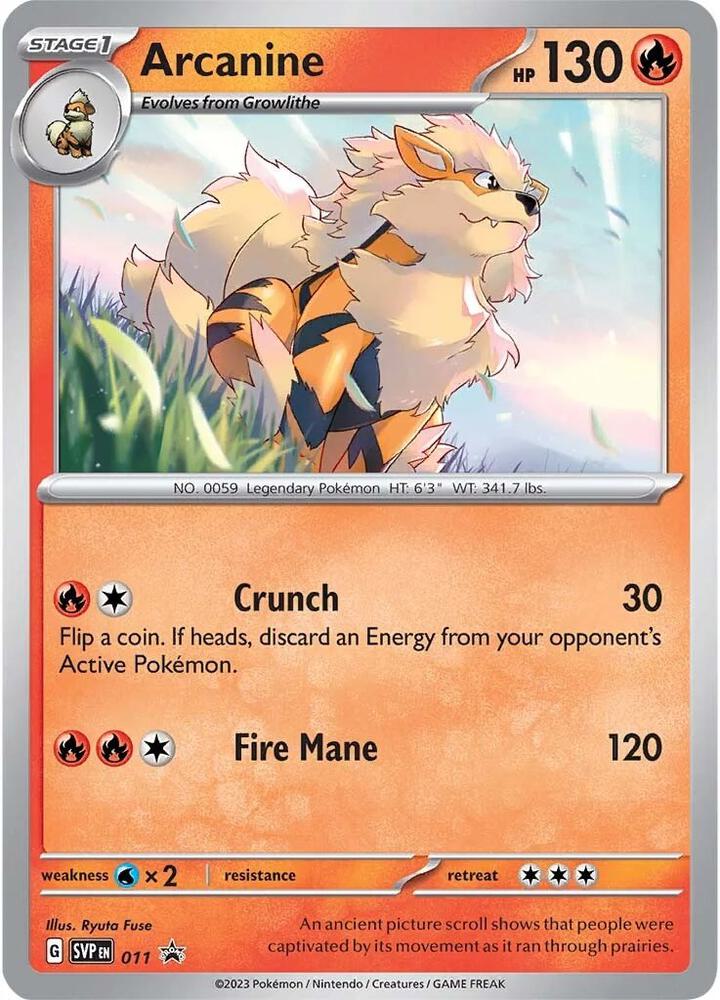 Arcanine 011 card from SV: Scarlet & Violet Promo Cards