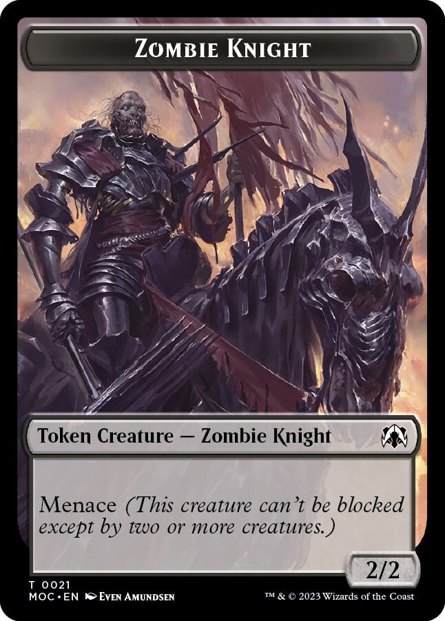 Zombie Knight // Human Double-sided Token 21 // 6 card from Commander: March of the Machine