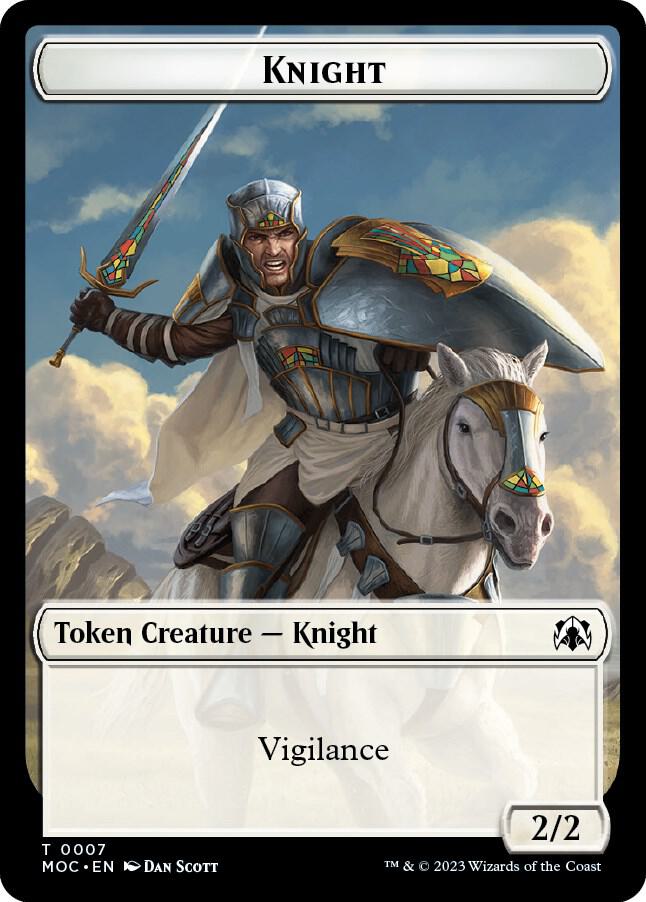 Knight // Spirit (14) Double-sided Token 14 // 7 card from Commander: March of the Machine