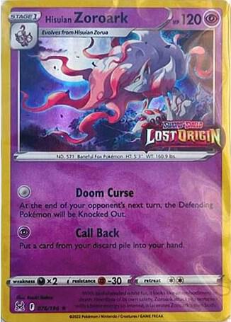 Hisuian Zoroark (Lost Origin Stamped) 076/196 card from Miscellaneous Cards & Products