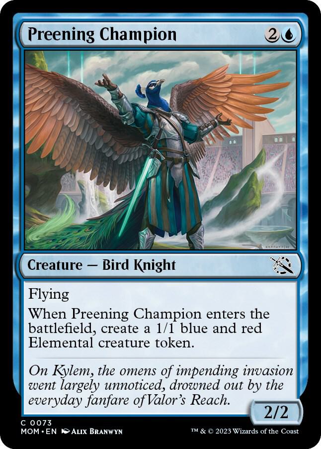 Preening Champion 73 card from March of the Machine