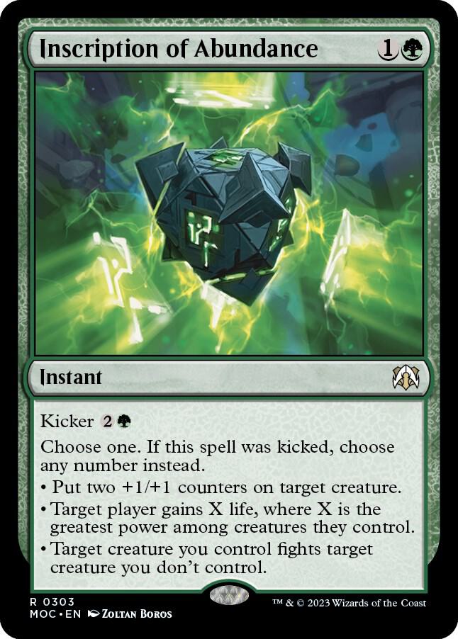 Inscription of Abundance 303 card from Commander: March of the Machine
