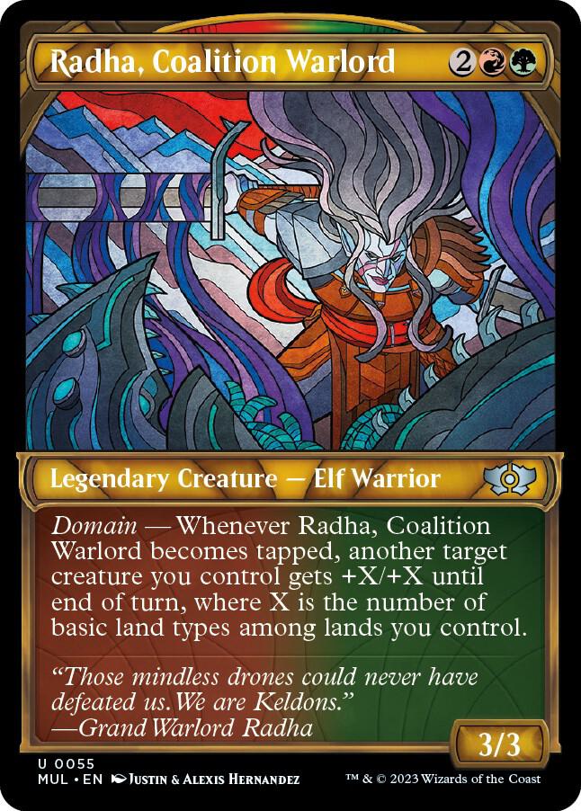Radha, Coalition Warlord 55 card from March of the Machine: Multiverse Legends
