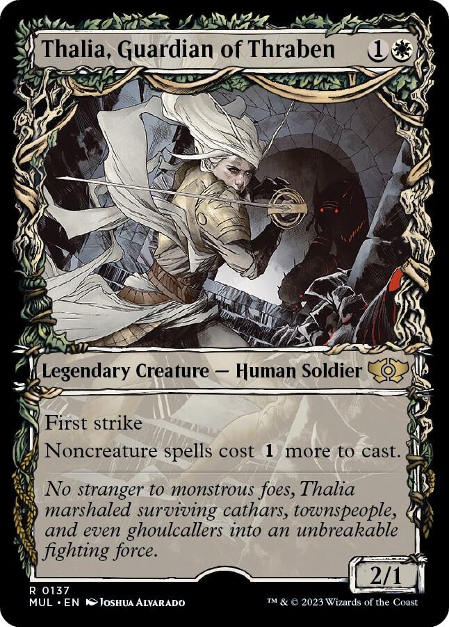 Thalia, Guardian of Thraben (Halo Foil) 137 card from March of the Machine: Multiverse Legends
