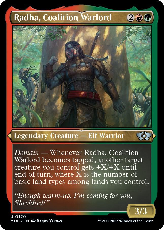 Radha, Coalition Warlord (Foil Etched) 120 card from March of the Machine: Multiverse Legends