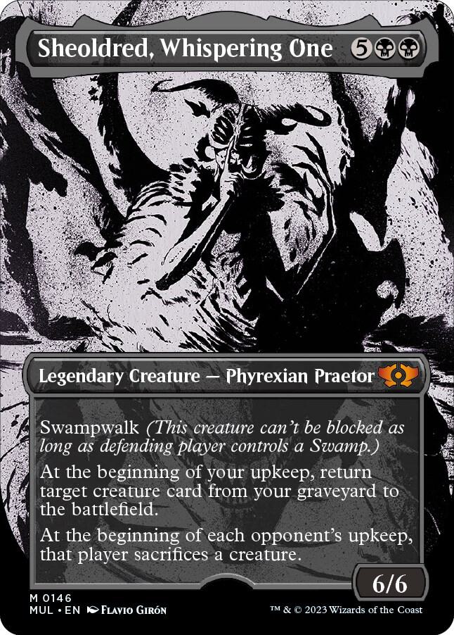 Sheoldred, Whispering One (Halo Foil) 146 card from March of the Machine: Multiverse Legends