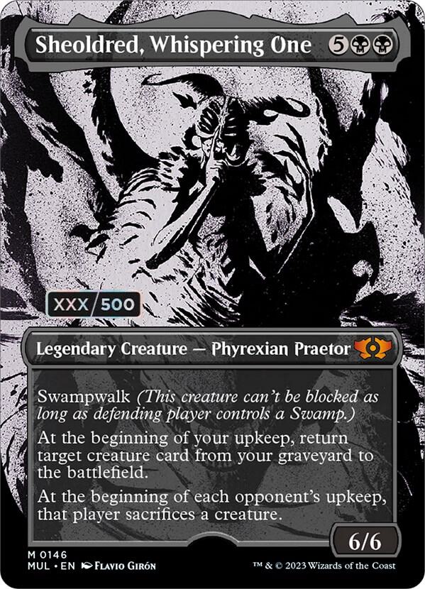 Sheoldred, Whispering One (Serial Numbered) 146 card from March of the Machine: Multiverse Legends