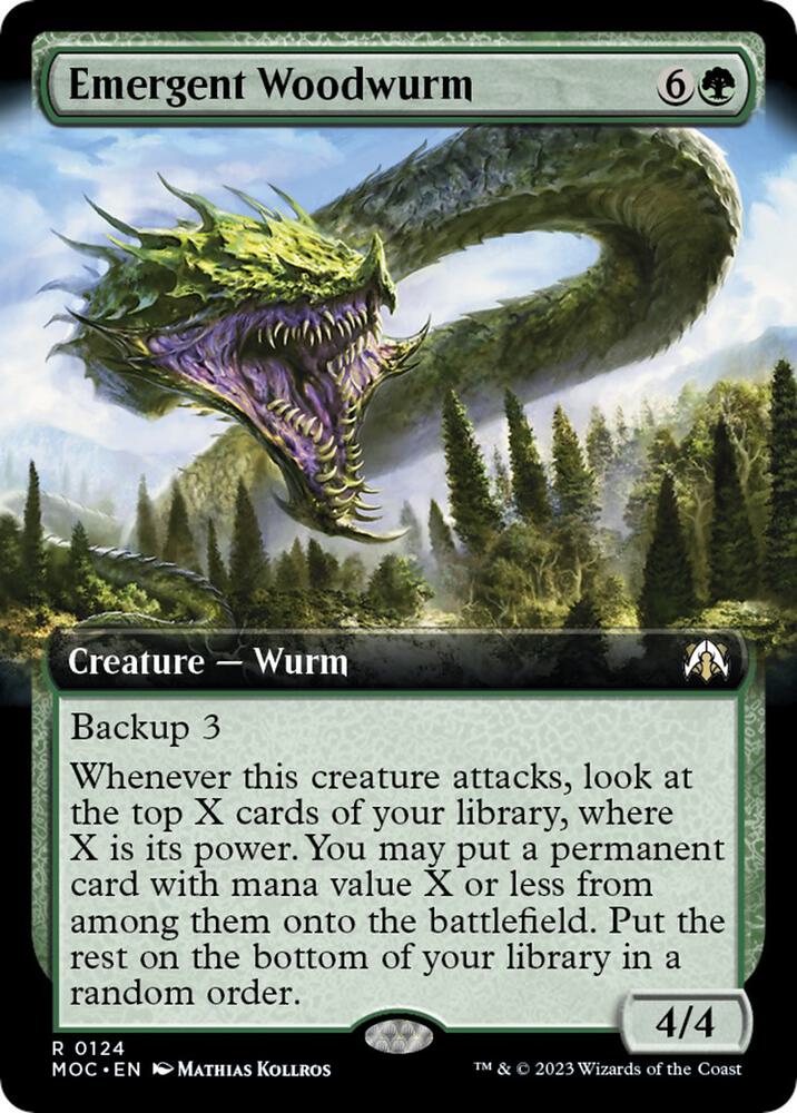 Emergent Woodwurm (Extended Art) 124 card from Commander: March of the Machine
