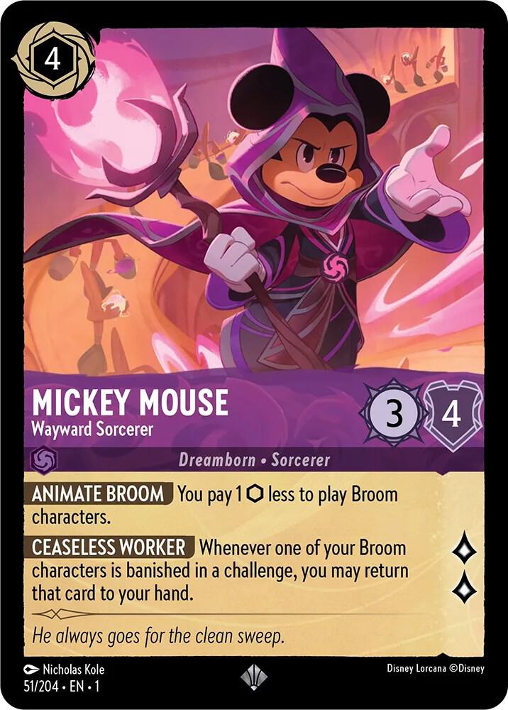 Mickey Mouse - Wayward Sorcerer 51/204 card from The First Chapter