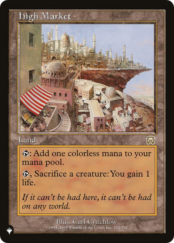 High Market 320/350 card from The List Reprints