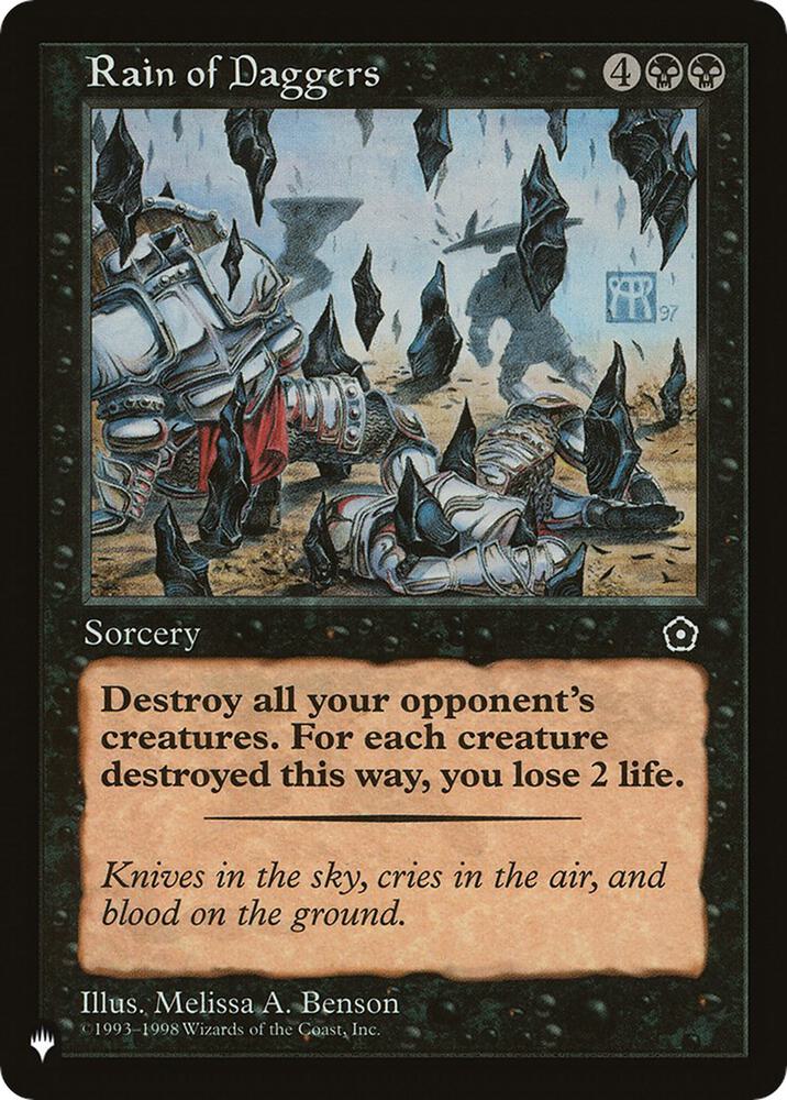 Rain of Daggers card from The List Reprints