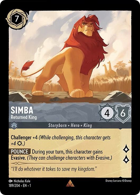 Simba - Returned King 189/204 card from The First Chapter