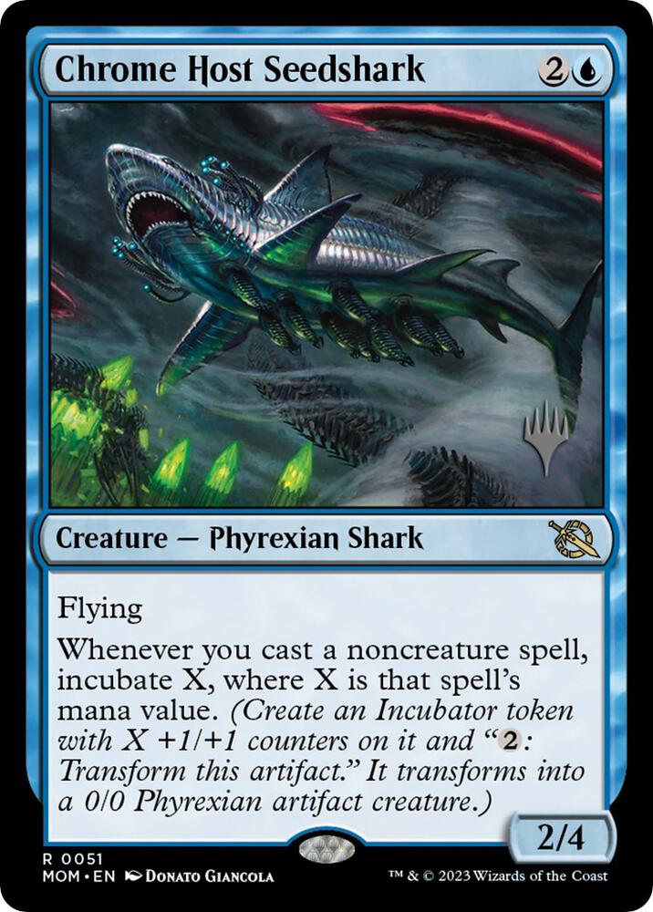 Chrome Host Seedshark 51 card from Promo Pack: March of the Machine