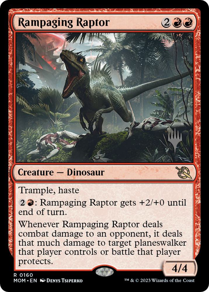 Rampaging Raptor 160 card from Promo Pack: March of the Machine