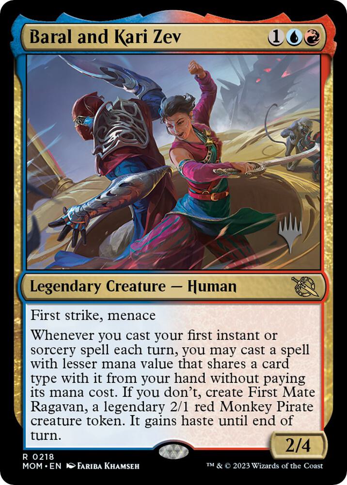 Baral and Kari Zev 218 card from Promo Pack: March of the Machine