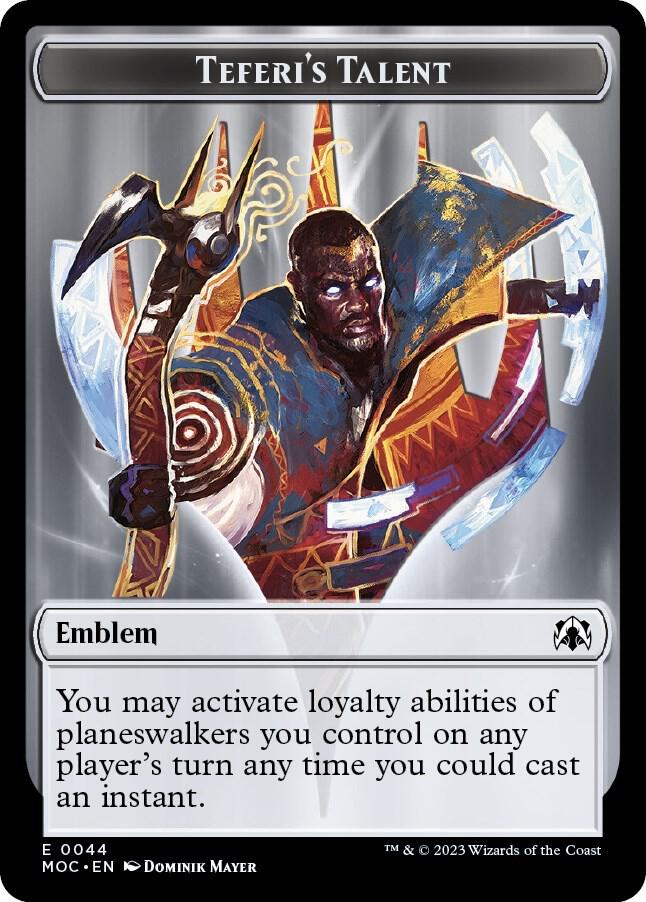 Emblem - Teferi's Talent // Phyrexian Myr Double-Sided Token 44 // 1 card from Commander: March of the Machine