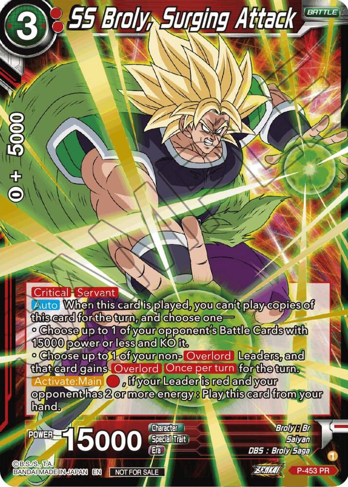 SS Broly, Surging Attack (Championship Selection Pack 2023 Vol.1) (Gold Stamped) P-453 card from Tournament Promotion Cards