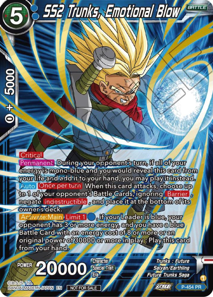 SS2 Trunks, Emotional Blow (Championship Selection Pack 2023 Vol.1) (Gold Stamped) P-454 card from Tournament Promotion Cards
