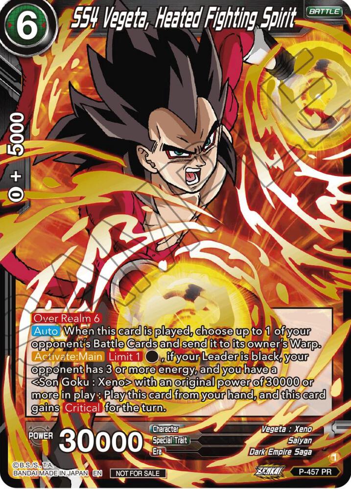SS4 Vegeta, Heated Fighting Spirit (Championship Selection Pack 2023 Vol.1) (Gold Stamped with Reflective Shatterfoil) P-457 card from Tournament Promotion Cards
