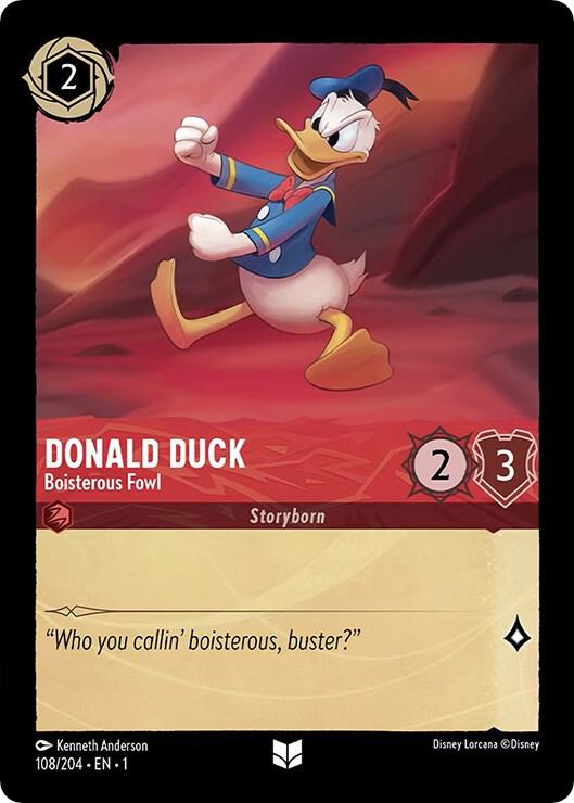 Donald Duck - Boisterous Fowl 108/204 card from The First Chapter