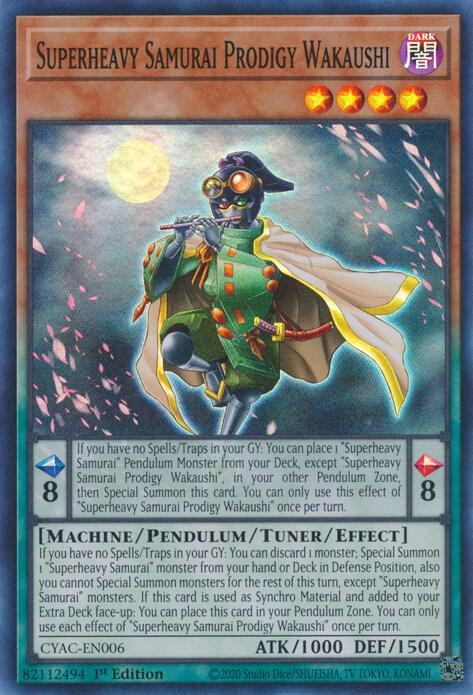 Superheavy Samurai Prodigy Wakaushi CYAC-EN006 card from Cyberstorm Access