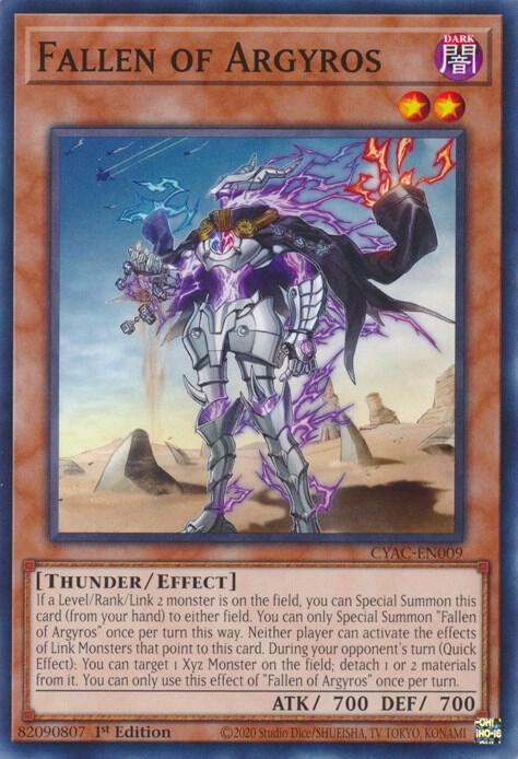 Fallen of Argyros CYAC-EN009 card from Cyberstorm Access