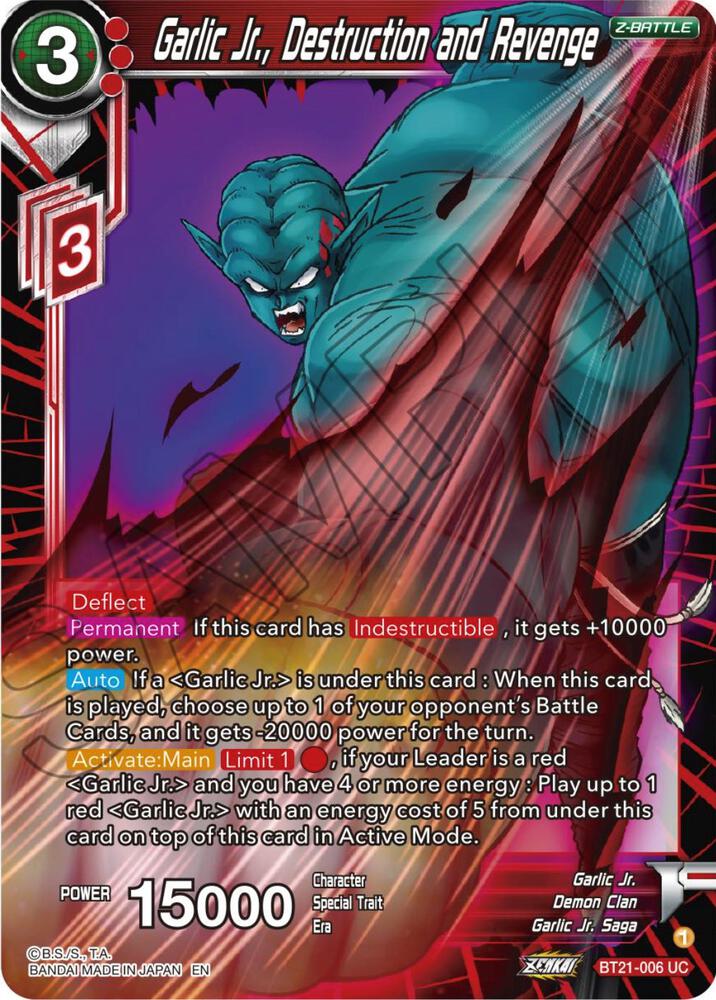 Garlic Jr., Destruction and Revenge BT21-006 card from Wild Resurgence