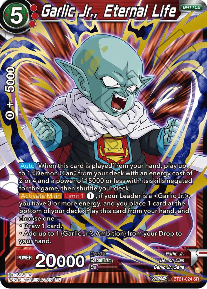 Garlic Jr., Eternal Life BT21-024 card from Wild Resurgence
