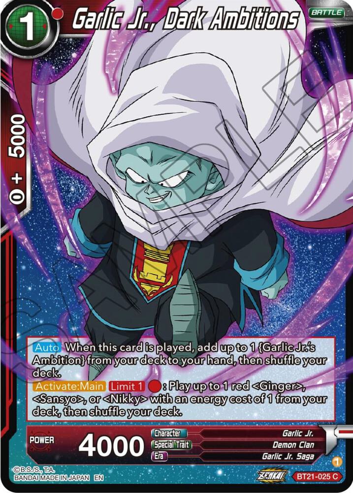 Garlic Jr., Dark Ambitions BT21-025 card from Wild Resurgence