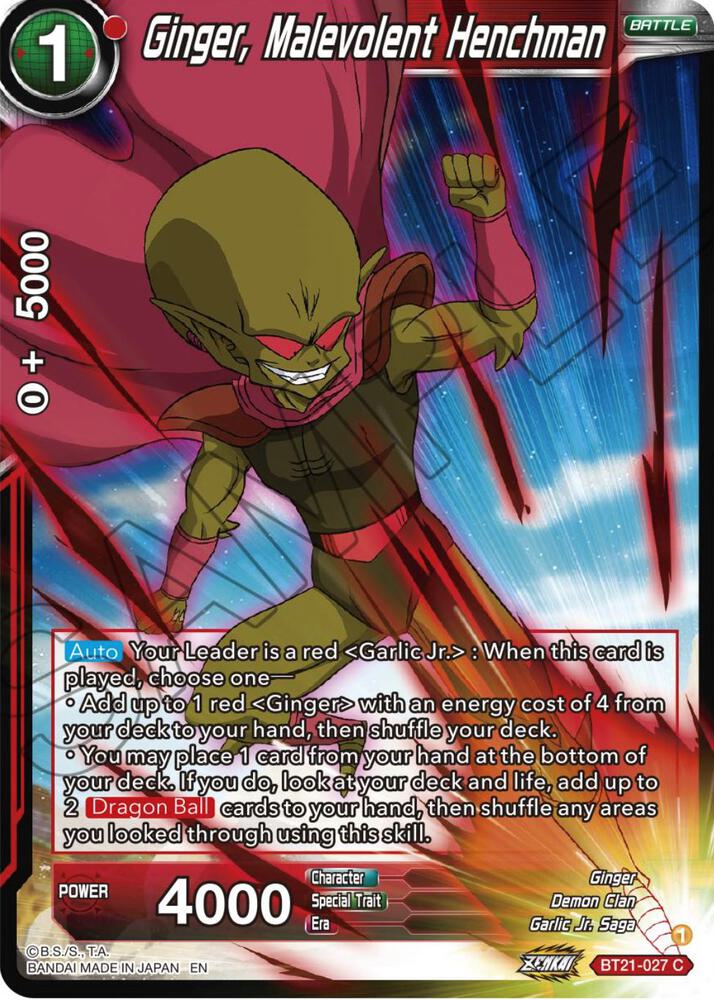Ginger, Malevolent Henchman BT21-027 card from Wild Resurgence