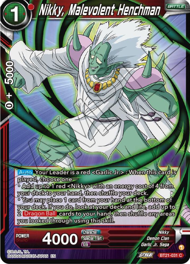 Nikky, Malevolent Henchman BT21-031 card from Wild Resurgence