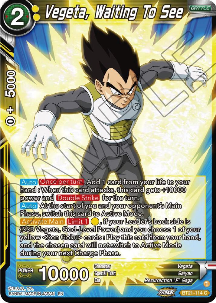 Vegeta, Waiting To See BT21-114 card from Wild Resurgence