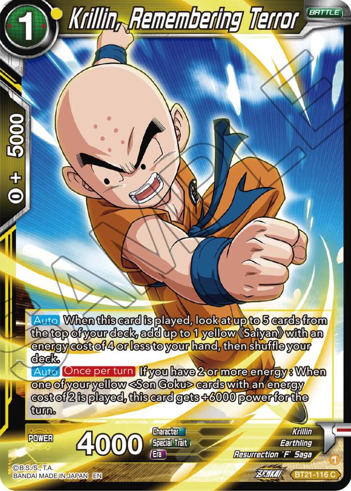 Krillin, Remembering Terror BT21-116 card from Wild Resurgence