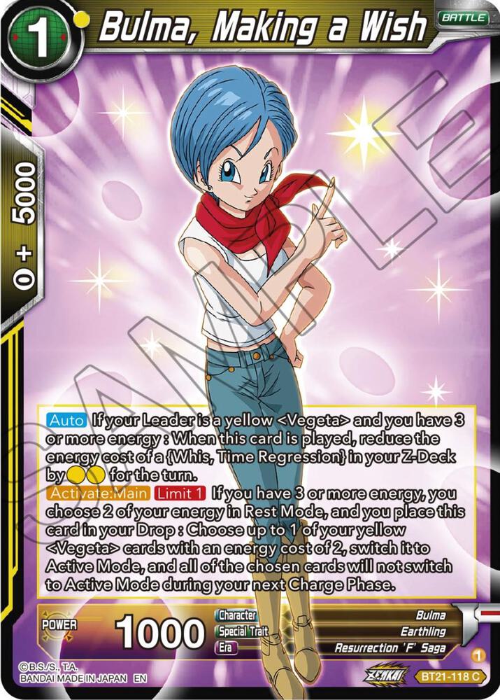 Bulma, Making a Wish BT21-118 card from Wild Resurgence