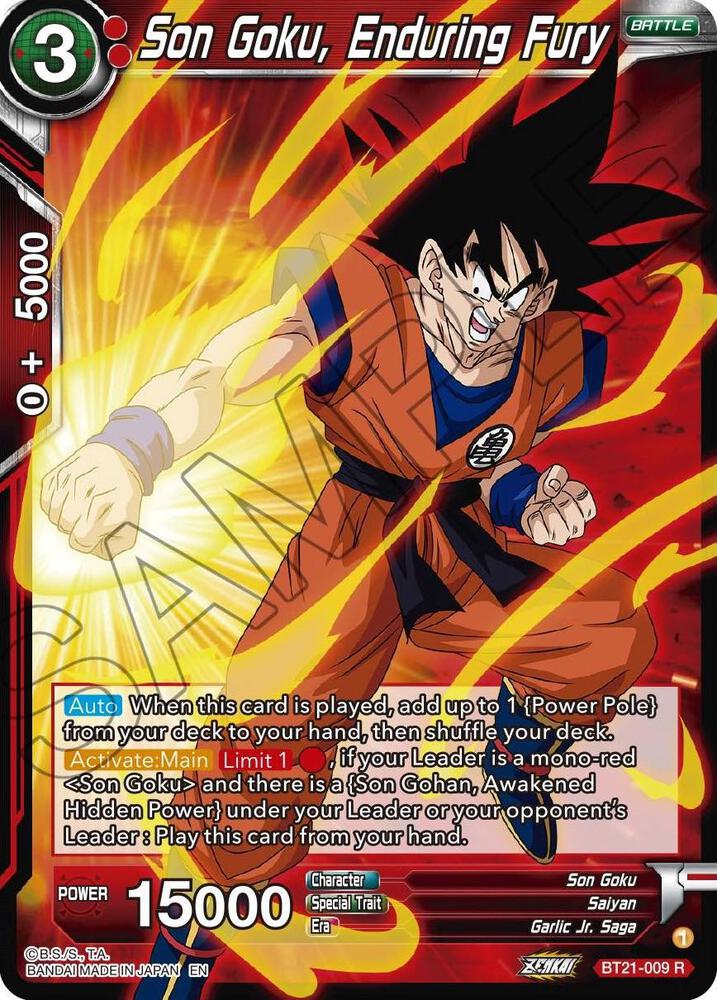 Son Goku, Enduring Fury BT21-009 card from Wild Resurgence