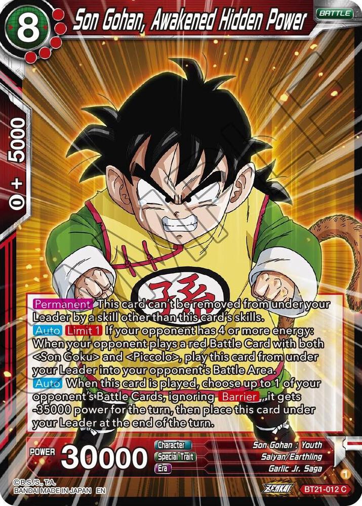 Son Gohan, Awakened Hidden Power BT21-012 card from Wild Resurgence