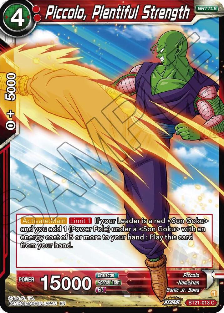 Piccolo, Plentiful Strength BT21-013 card from Wild Resurgence
