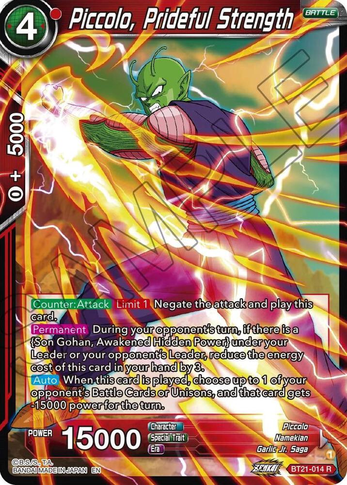 Piccolo, Prideful Strength BT21-014 card from Wild Resurgence