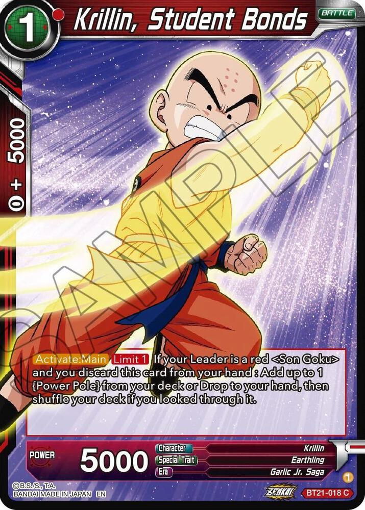Krillin, Student Bonds BT21-018 card from Wild Resurgence