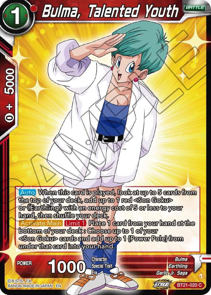 Bulma, Talented Youth BT21-020 card from Wild Resurgence