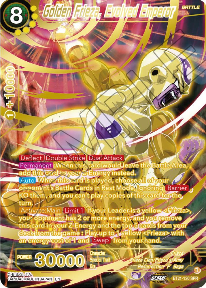 Golden Frieza, Evolved Emperor (SPR) BT21-120 card from Wild Resurgence