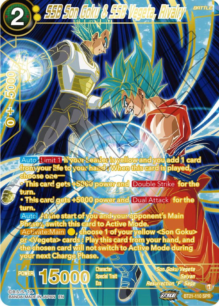 SSB Son Goku & SSB Vegeta, Rivalry (SPR) BT21-110 card from Wild Resurgence