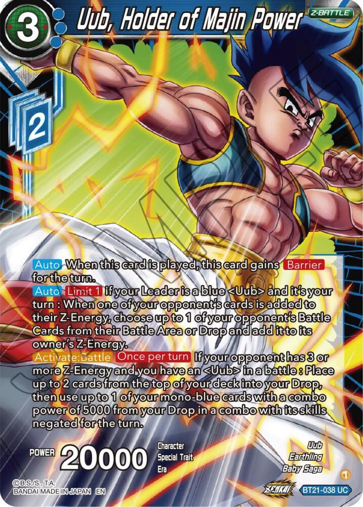 Uub, Holder of Majin Power BT21-038 card from Wild Resurgence