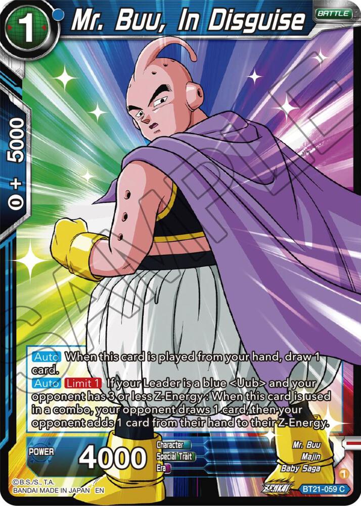Mr. Buu, In Disguise BT21-059 card from Wild Resurgence
