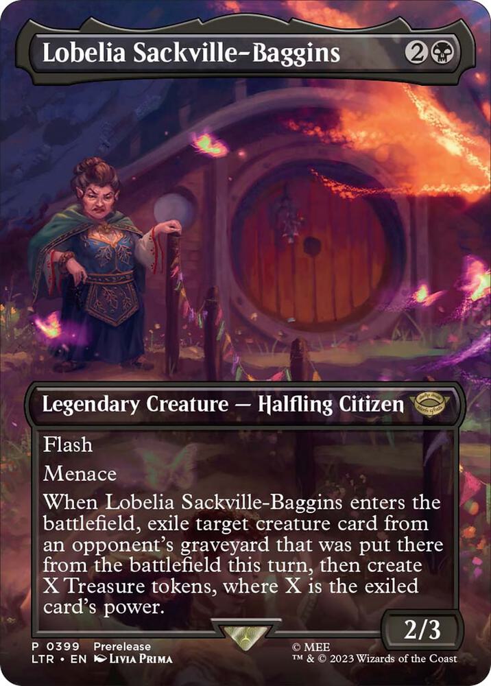 Lobelia Sackville-Baggins (Borderless) 399 card from Universes Beyond: The Lord of the Rings: Tales of Middle-earth
