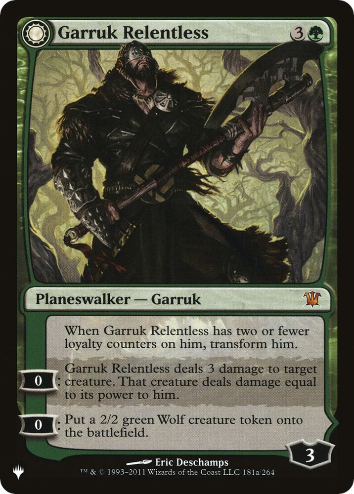 Garruk Relentless 181 card from The List Reprints