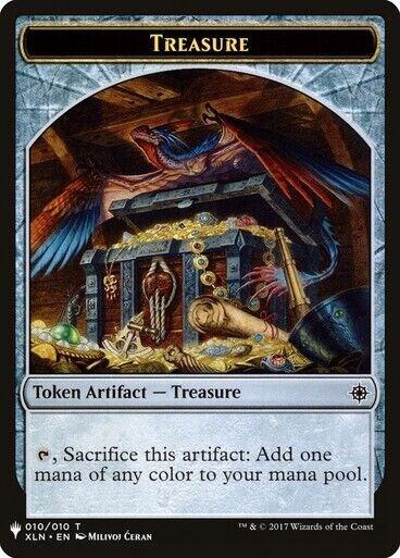 Treasure // Golem Double-sided Token 10 // 25 card from The List Reprints
