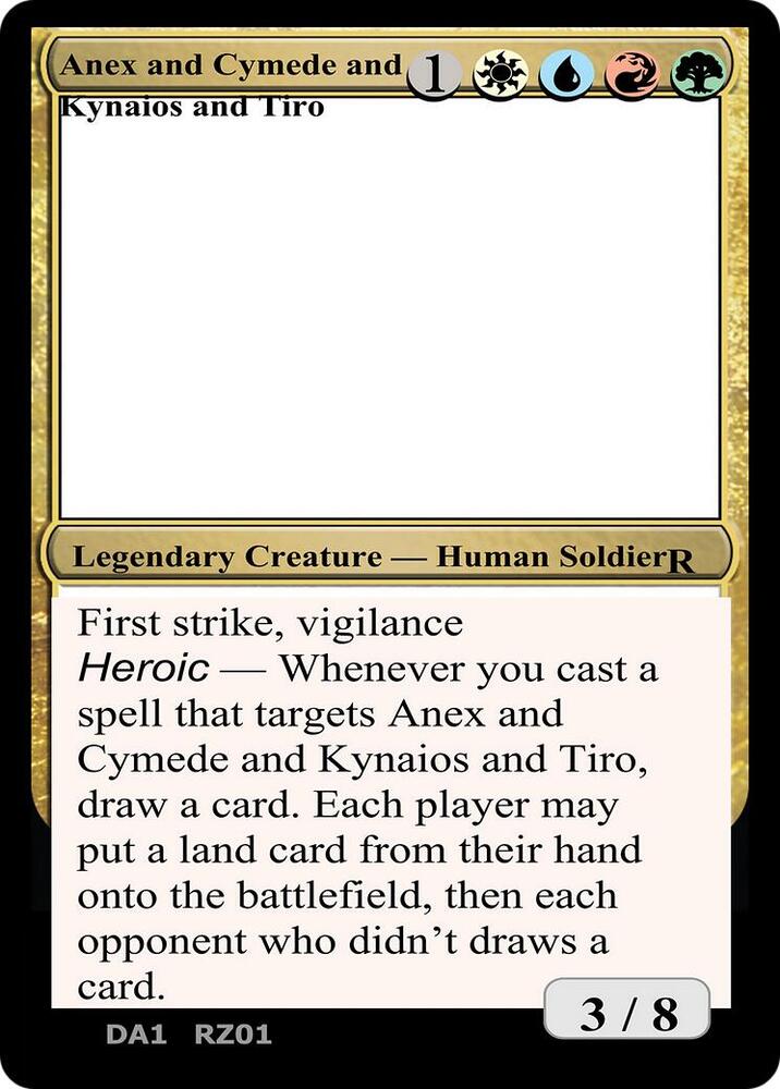 Anax and Cymede & Kynaios and Tiro card from Un-Known Event Playtest Cards
